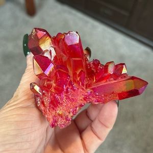 Red Aura Quartz Pointed Cluster